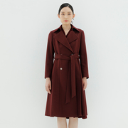 戴布拉芬品牌秋季酒红色风衣外套女高级感气质宽松显瘦大衣