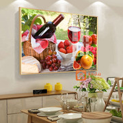 餐厅饭厅厨房挂画墙画现代简约水果花卉装饰画，有框画壁画单幅