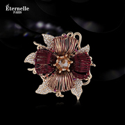 法国Eternelle原创设计花朵胸针女高档 手工制作奢华气质镶钻胸花
