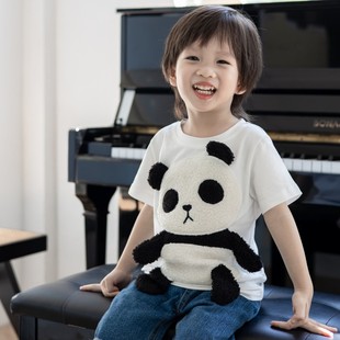 可爱卡通立体小熊猫衣服，亲子装t恤短袖儿童男童，女童宝宝上衣夏季
