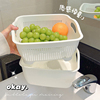 简约双层加厚沥水篮厨房，家用蔬菜盆洗水果盘，塑料篮子大容量收纳筐