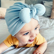 婴儿帽子2021纯棉春夏婴幼儿印度帽蝴蝶结宝宝帽子儿童头巾帽