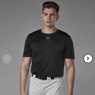 美国速干透气圆领棒球内衬，t恤黑色，白色青少年男短袖训练比赛垒球