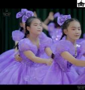元旦热款奇妙的惊喜亮片儿童，演出服装公主，裙紫色蓬蓬裙幼儿表演服
