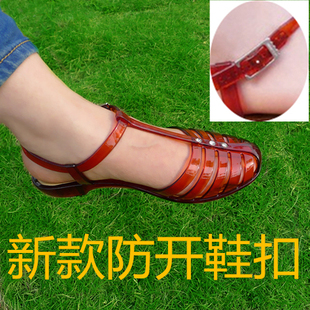 回力塑料女士凉鞋复古罗马小红鞋 中国合伙人水晶包头学生鞋