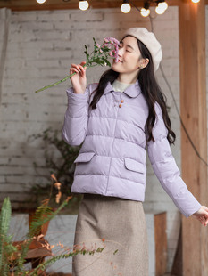 纻衣复古紫色羽绒棉服2023冬装，女小个子温婉棉衣，时尚短款外套