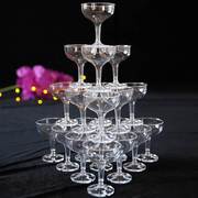 亚克力香槟杯酒吧塑料透明婚礼一次性高脚杯婚庆道具香槟塔塑料杯