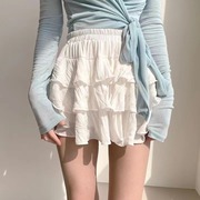 韩国chic春夏高腰A字超短裙蛋糕半身裙女薄款气质不规则泡芙裙裤