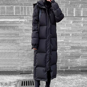 MOMI香港大牌女装冬季黑色连帽加厚长袖棉服时尚气质大码外套