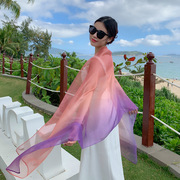 丝巾女夏季海边防晒长款沙滩披肩外搭围巾，薄款超大百搭空调纱巾