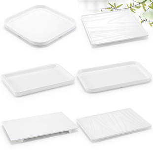 密胺平盘子白色仿瓷塑料托盘长方形碟子平板寿司蛋糕盘西餐盘商用