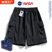 NASA联名工装短裤男士夏季薄款潮牌宽松五分裤运动速干休闲中裤子