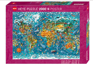  德国HEYE进口成人益智拼图29983微观世界地图2000片方盒