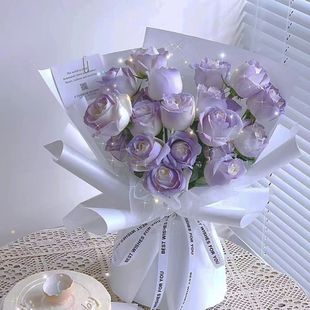 爱你要用一辈紫紫玫瑰，花束仿真花七h夕情人礼物送男女朋友闺