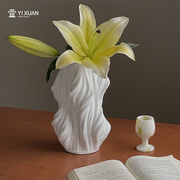 陶瓷花瓶摆件客厅白色插花创意北欧风餐桌电视柜简约现代轻奢装饰