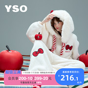 yso礼物系列连体睡衣女冬季珊瑚绒家居服新年红色过年家居服D