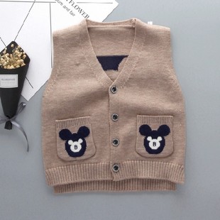 婴儿童男童针织马甲开衫毛衣0-1岁3外穿春秋季小童女宝宝毛线背心