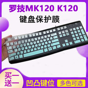 Logitech罗技mk120 k120有线游戏办公家用台式电脑键盘保护贴膜按键防尘套凹凸垫罩透明彩色键位膜带印字配件