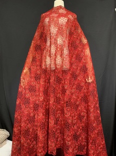 刺绣镂空红色绣花蕾丝布料欧美礼服新娘花边连衣裙窗帘桌布