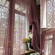 美式田园窗帘韩式透光紫粉色蕾丝，成品窗帘窗纱，床幔门帘阳台飘窗帘