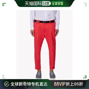 香港直邮Dsquared2D二次方男士休闲裤红色棉质百搭舒适宽松运动