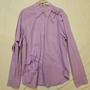 达拉da镂空立体蝴蝶结温柔宽松紫色纯棉，长袖衬衫669