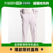 香港直邮潮奢 ASOS 男士设计阔腿工装浅粉色西装裤