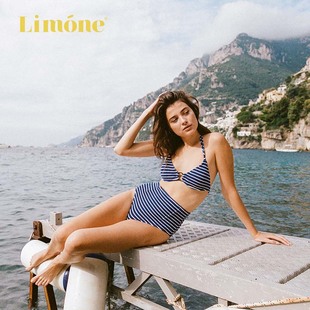 limone2022冬季三角杯，高腰分体泳衣女，温泉聚拢显瘦性感比基尼