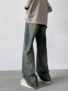 a417ank356p55水洗，牛仔裤夏季美式穿搭高级感微喇叭裤子男