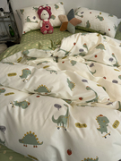 ins卡通恐龙王子100全棉床上四件套纯棉1.5m1.8米被套床单三件套