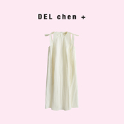 delchen+2024ss米色，抽绳绑带蝴蝶结无袖，连衣裙dc+dl9804