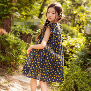 k110-160女童短袖连衣裙，夏季小女孩洋气纯棉，田园碎花裙子中大童