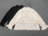 日单蕾丝镂空花瓣袖衬衫，女2024春季蕾丝领珍珠扣纯棉套头衬衣
