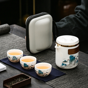 旅行茶具便携式茶壶手抓壶闷茶壶防烫过滤德化白瓷功夫茶具陶瓷