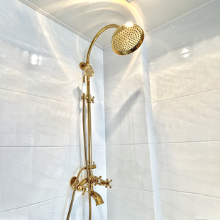 增压金色复古淋浴花洒套装，冷热玫瑰家用龙头法式全铜欧式卫浴