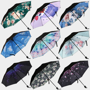 晴雨伞防晒防紫外线遮阳伞雨伞女男两用太阳伞黑胶便携耐用折叠伞