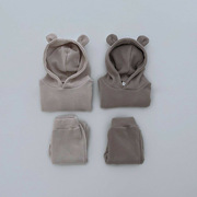 2023韩版秋冬季男女宝宝运动套装儿童棉质连帽卫衣裤子两件套