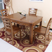 全实木餐桌椅组合水曲柳原木，餐桌餐椅组合一桌四六椅实木雕花