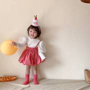 女童春夏蓬蓬公主裙子网红洋气吊带裙打底衫套装婴儿周岁生日礼服