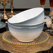 景德镇轻奢8寸大碗家用汤碗陶瓷面碗2024金边骨瓷餐具高级感