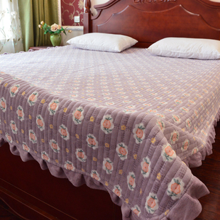 加厚加密牛奶绒床盖2023加厚珊瑚绒毛毯铺床法兰绒毯床单
