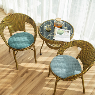 灯芯绒圆形坐垫加厚可拆洗藤椅，坐垫圆凳子，椅子垫纯色防滑可坐地垫