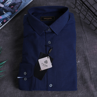 雅戈尔保暖衬衫藏青纯色商务正装免烫加厚隔层YLBN175391FFA