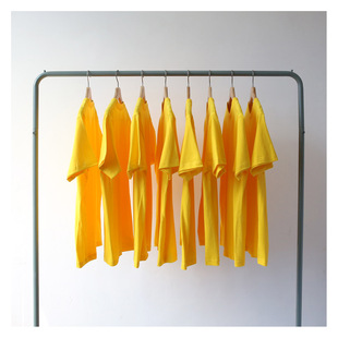 230克夏季纯色鲜黄色亮黄色，圆领重磅纯棉短袖，t恤男女bf风情侣宽松