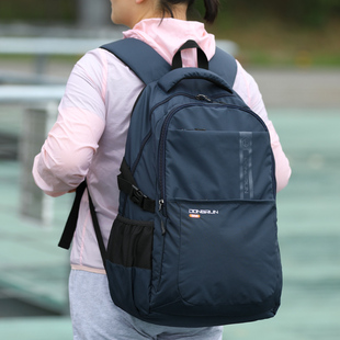 欧美时尚暗格纹尼龙双肩，背包商务电脑，大容量休闲旅行男士纯色书包