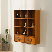 zakka木质抽屉式桌面杂物小物件，收纳盒收纳柜木制实木办公室木盒
