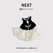 英国next女宝宝套装，夏季婴儿周岁礼服，女童背心蓬篷公主裙子两件套