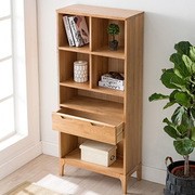 纯实木书架橡木书房储物柜书柜橱环保展示架置物架抽屉简单原木色
