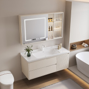 奶油风橡木烤漆智能，浴室柜镜柜组合卫生间陶瓷，洗脸池洗漱台
