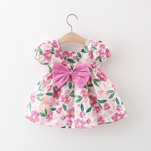 女宝宝裙子0-2-3岁4女童，夏装1婴儿花朵，衣服洋气6个月女童公主裙